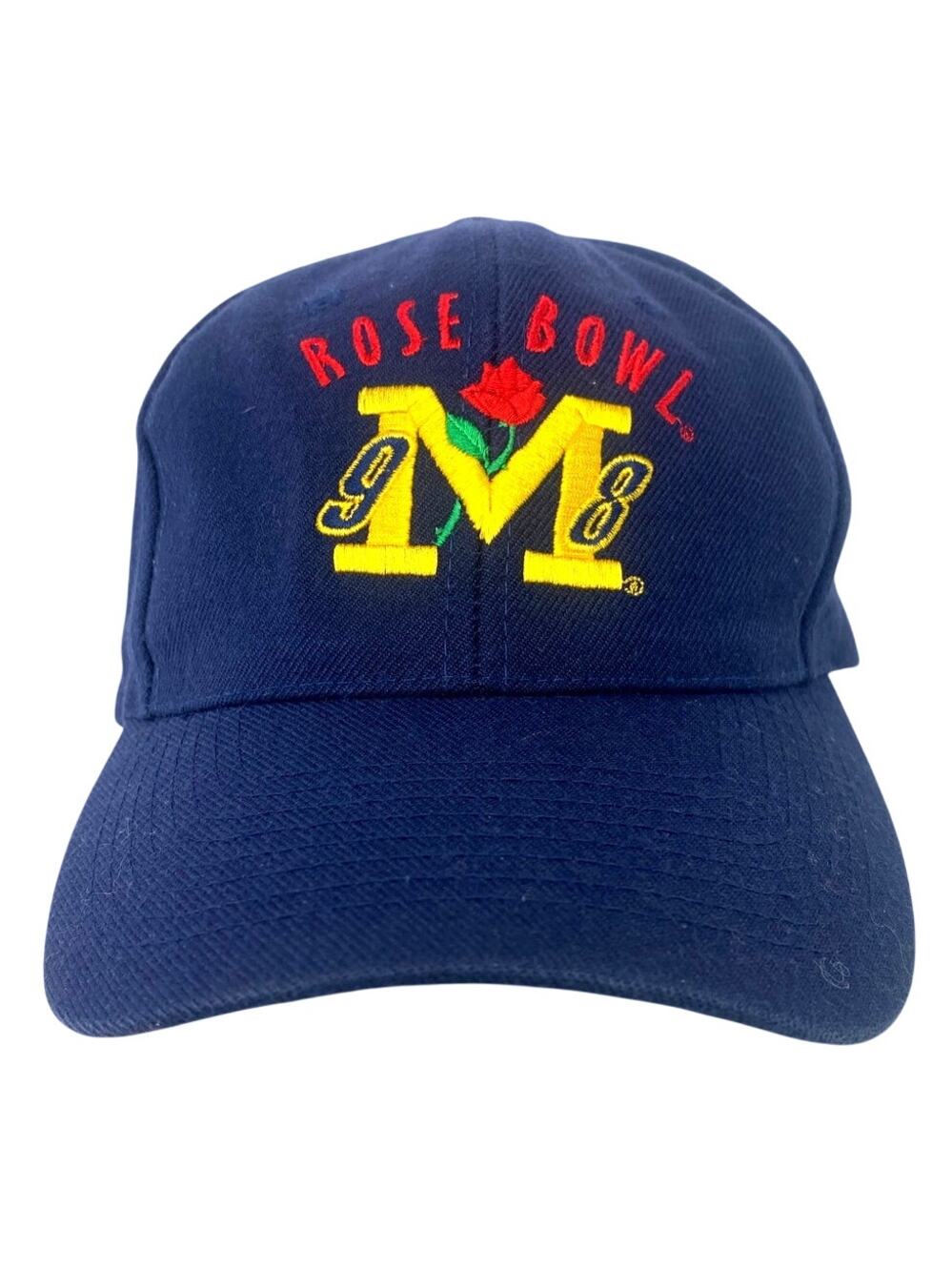 Vtg Michigan Wolverines Rose Bowl 1998 Blue Hat Football Snapback Cap Nissun